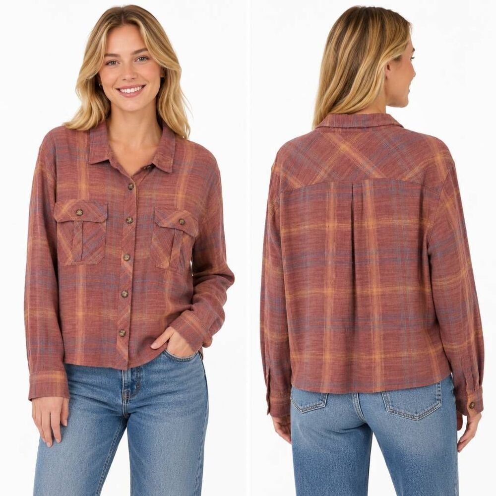Maurices Plaid Button Shirt Women XL Cotton